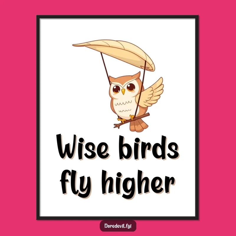 Free Printable Wall Art: Owl Paraglider, Funny Downloadable Decor