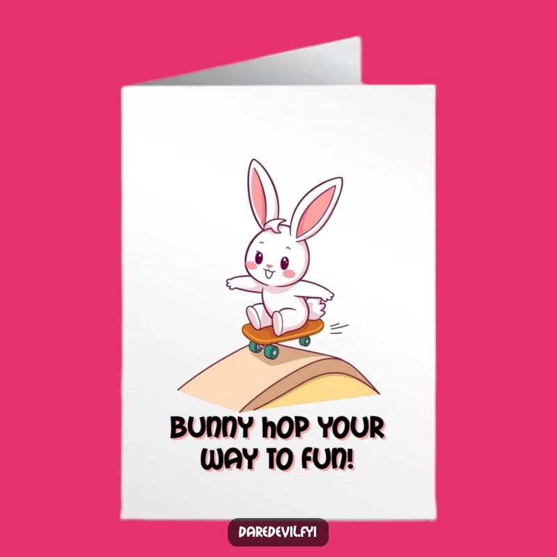 Free Printable Bunny Skateboard Birthday Card: Funny Downloadable Gift for Thrill Seekers