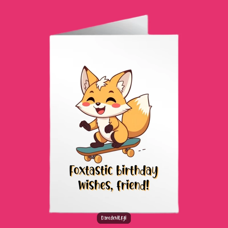 Free Printable Skater Fox Birthday Card: Funny Downloadable Gift for Him or Her