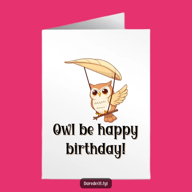 Free Printable Birthday Card: Owl Paraglider, Funny DIY Downloadable Gift