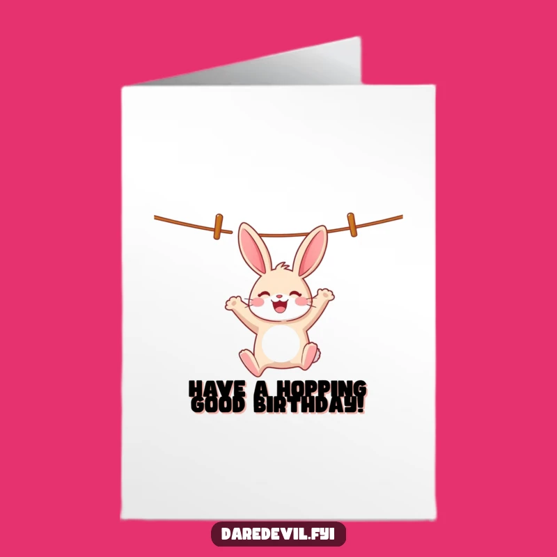 Free Printable Birthday Card: Rabbit Clothesline Fun, Humorous Downloadable Gift for Kids
