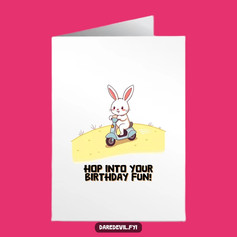 Free Printable Rabbit Scooter Birthday Card: Funny Downloadable DIY Gift for Speed Lovers