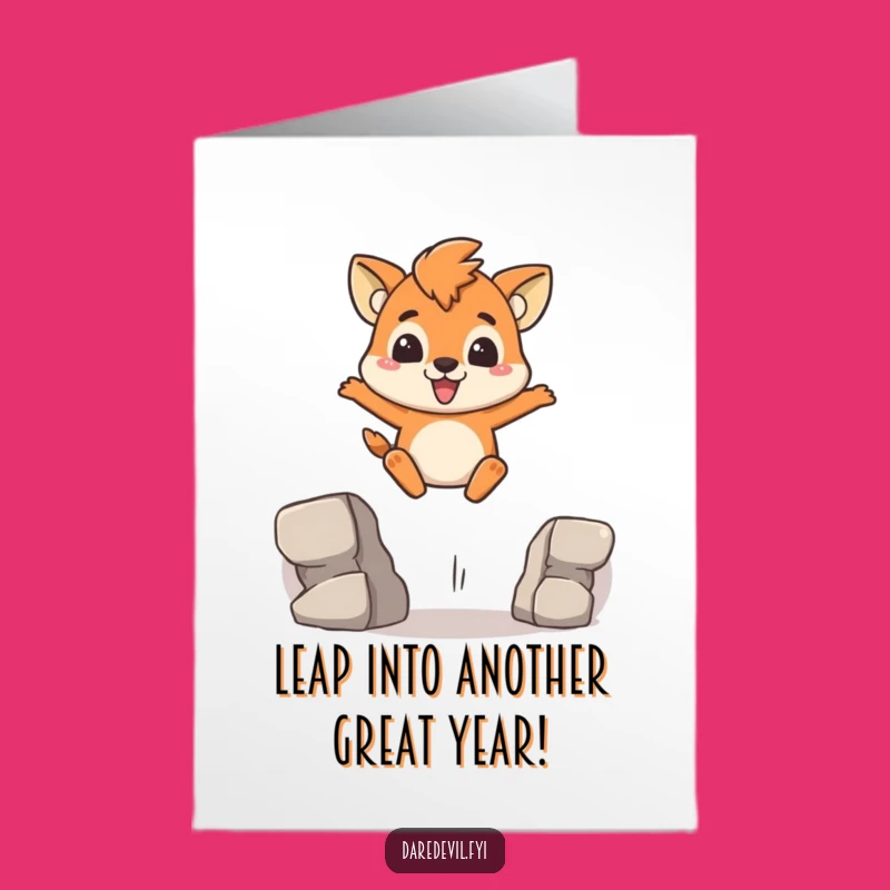 Free Printable Birthday Card: Brave Leaping Animal Funny Downloadable Gift