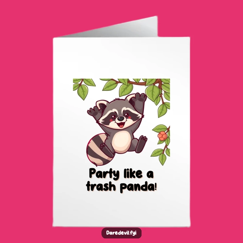 Free Printable Raccoon Birthday Card: Funny Swinging Animal Downloadable Gift