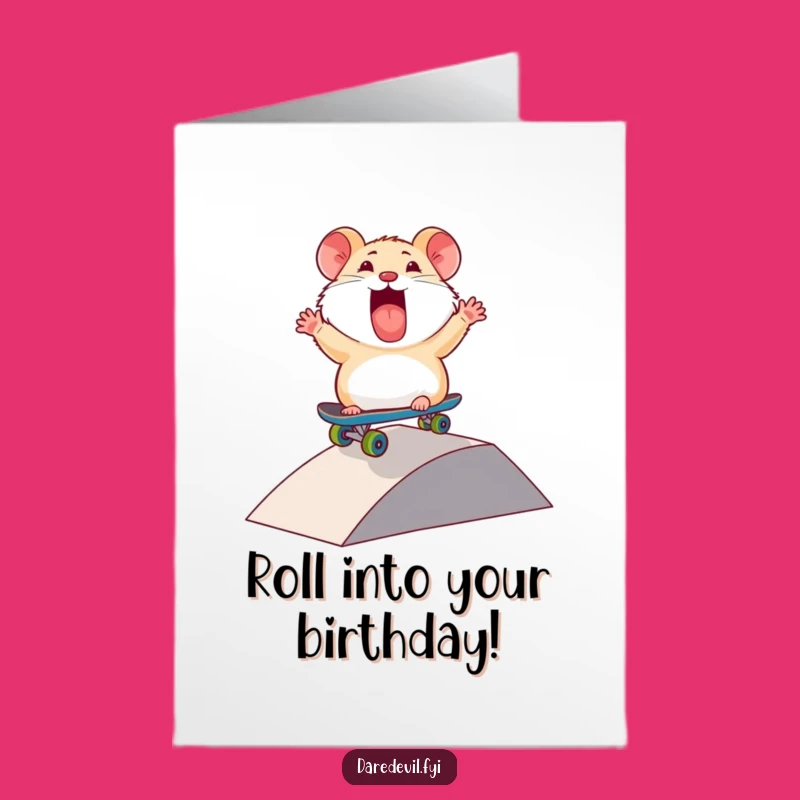 Free Printable Birthday Card: Rad Hamster Skater, Funny Downloadable Gift for Cool Dudes