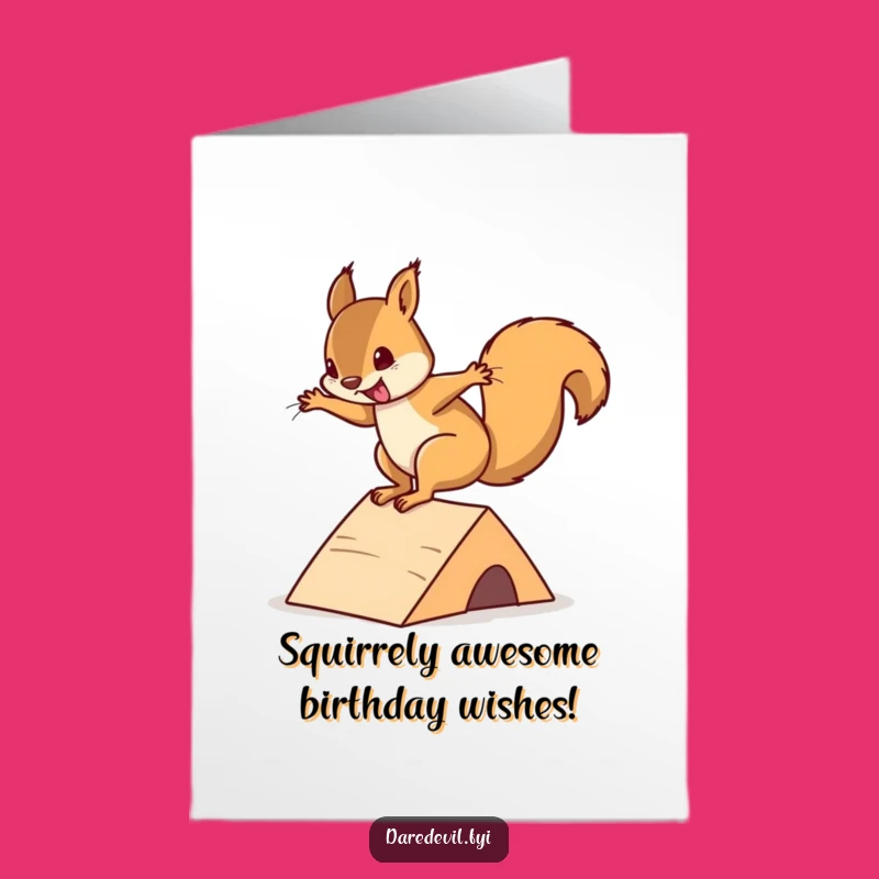 Free Printable Squirrel Flip Birthday Card: Funny Downloadable Gift for a Daredevil Pal