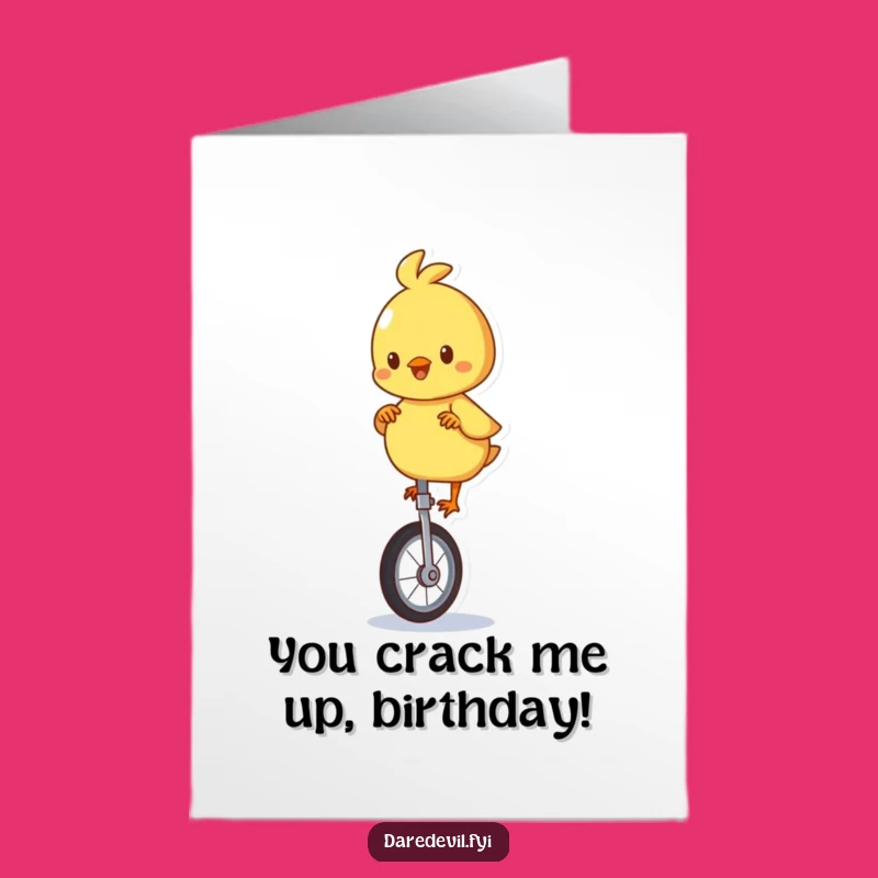 Free Printable Unicycling Chick Birthday Card - Wacky Downloadable Gift for Fun!