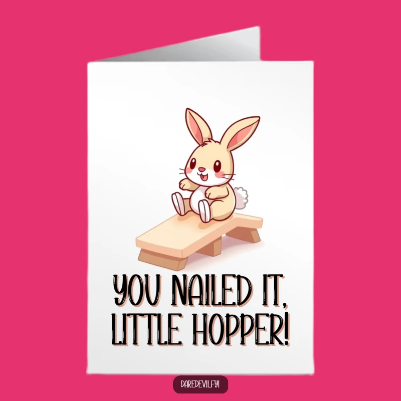 Free Printable Bunny Congrats Card: Epic Ramp Slide Downloadable Celebration!