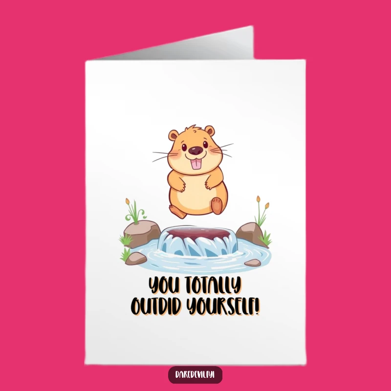 Free Printable Capybara Congratulations Card: Funny River Jump Downloadable