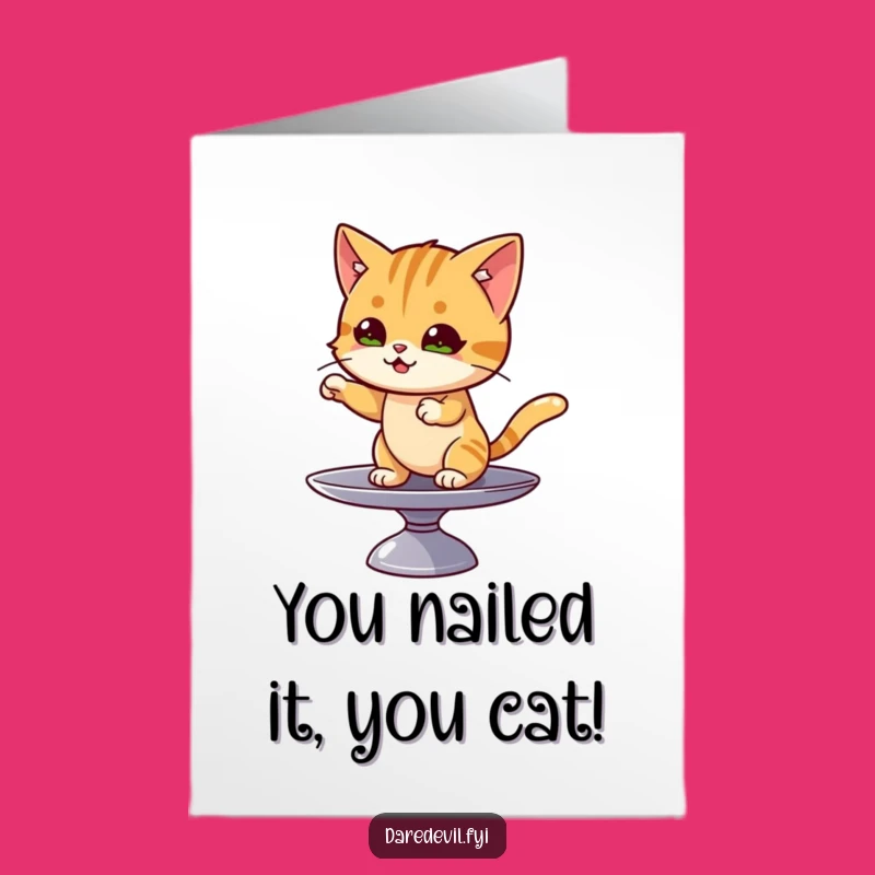 Free Printable Cat Congratulations Card: Spinning Success for Your Amazing Feat