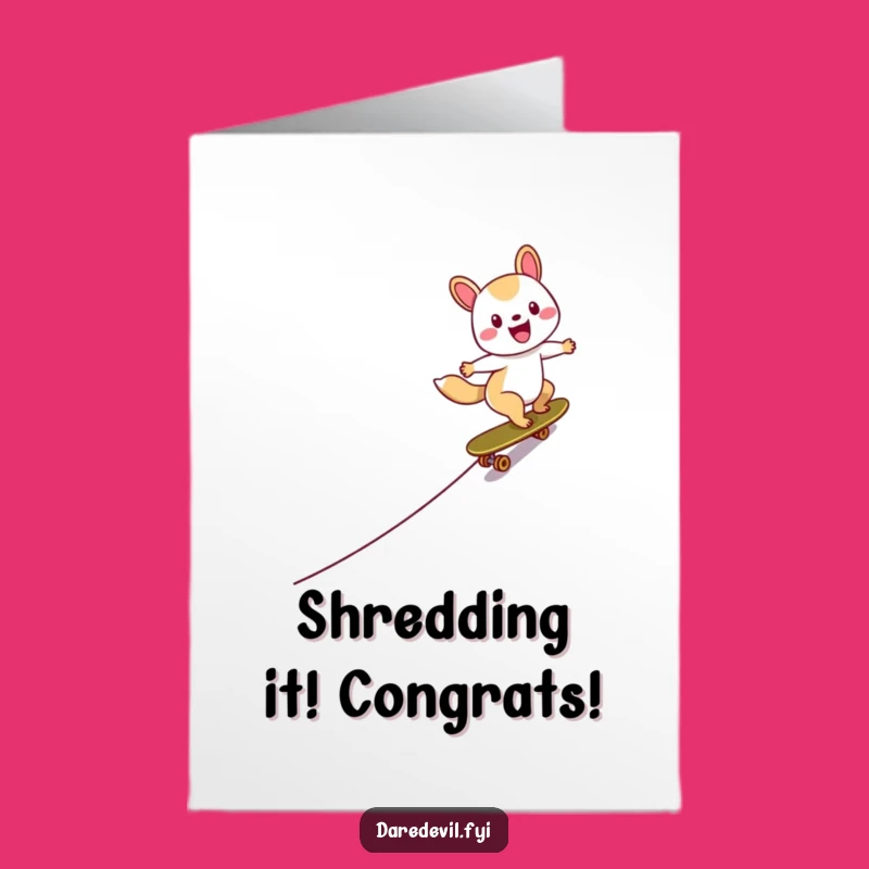 Free Printable Congrats Animal Card: Skateboard Victory, Funny Downloadable Gift