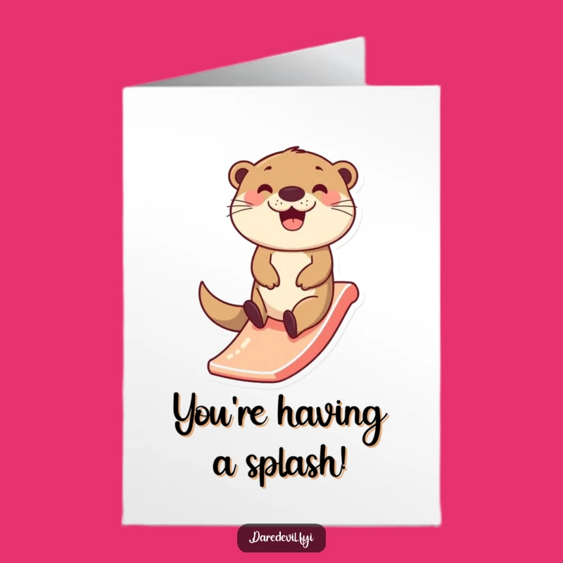 Free Printable Congrats Card: Happy Otter Zip, Humorous Downloadable Gift for Smooth Success