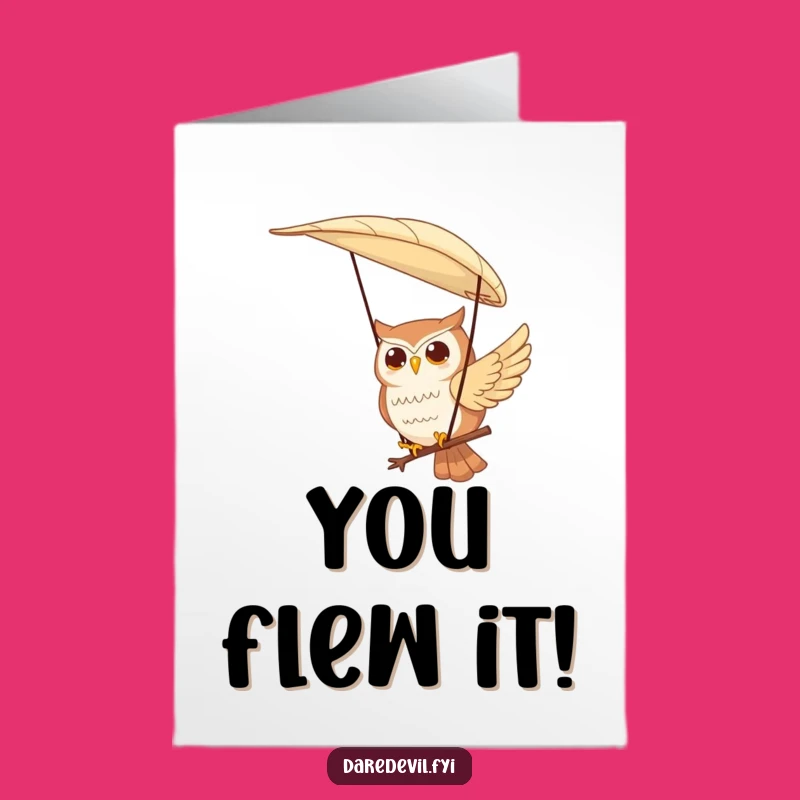 Free Printable Congrats Card: Owl Paraglider, Humorous DIY Downloadable Gift