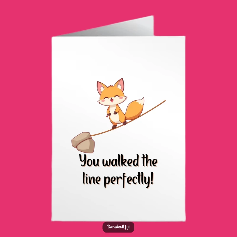 Free Printable Congrats Card: Steady Fox Balance, Humorous Downloadable Gift for Success