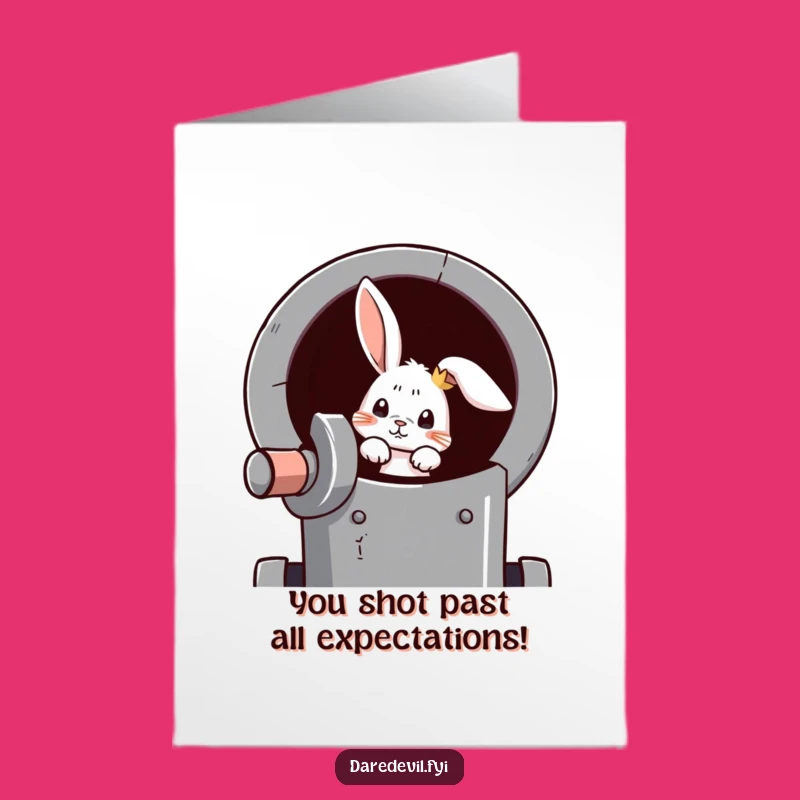 Free Printable Rabbit Cannon Card: Firing Up Congratulations for Your Success