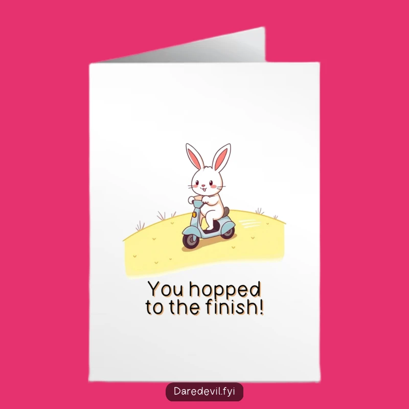 Free Printable Rabbit Scooter Congratulations Card: Funny Downloadable DIY Gift for Go-Getters