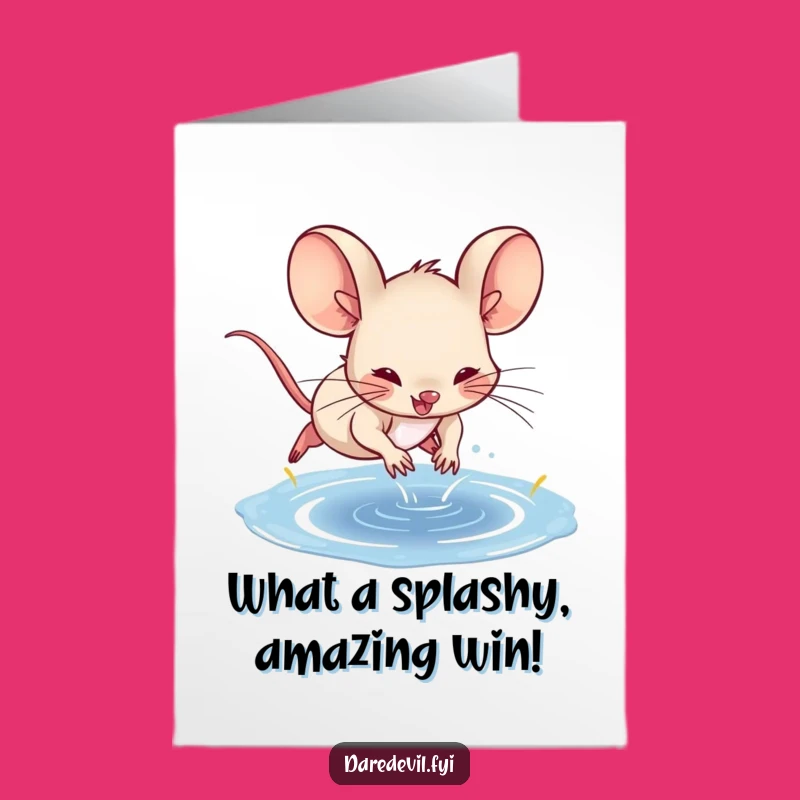 Printable Congratulations Card: Spunky Mouse Dive - Free Funny Downloadable Greeting