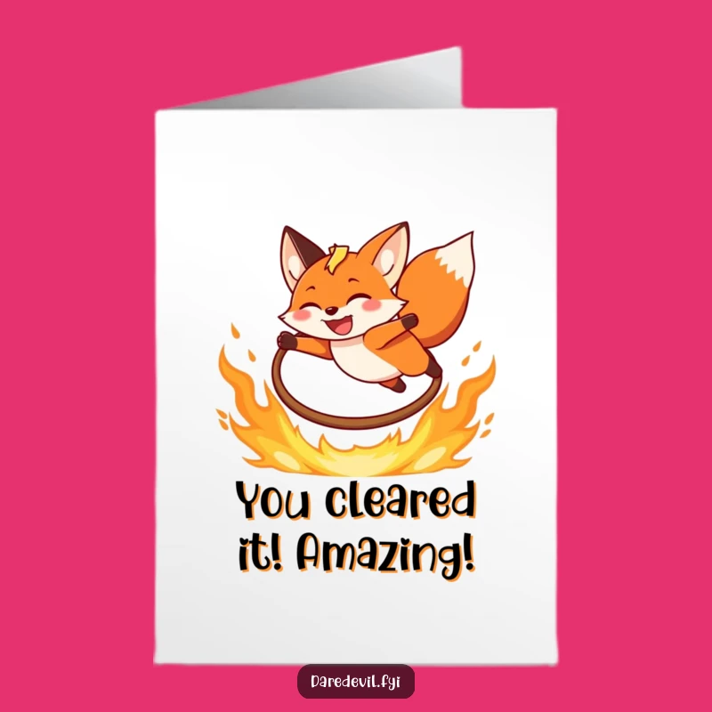 Free Printable Congrats Fox Card: Fiery Leap, Funny Downloadable Gift