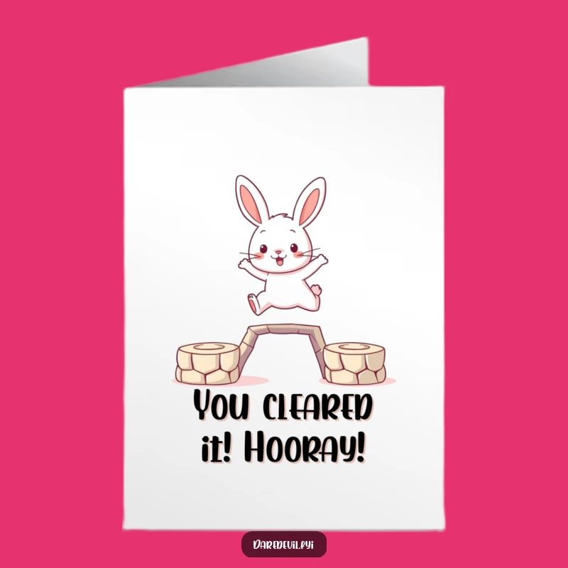 Free Printable Congrats Card: Brave Rabbit Leap, Humorous Downloadable Gift for Big Achievements