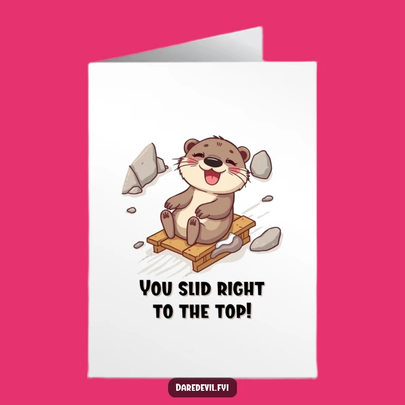 Free Printable Otter Congrats Card: Funny Downloadable Gift for Smooth Success
