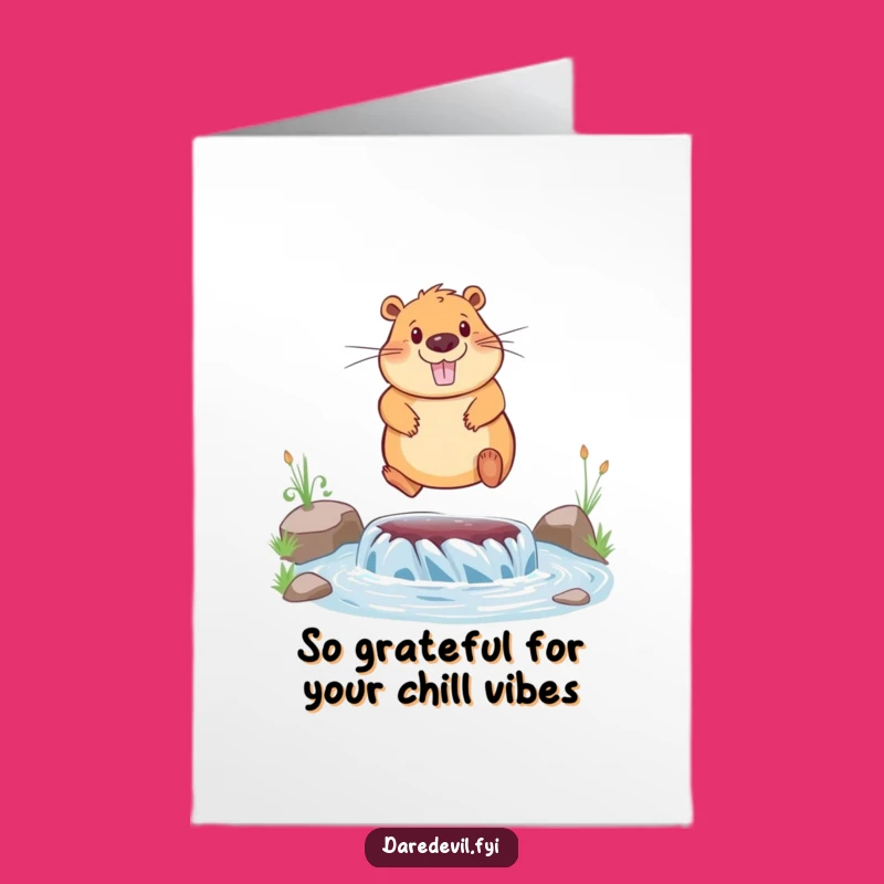 Free Printable Capybara Thank You Card: Funny Jumping River Download