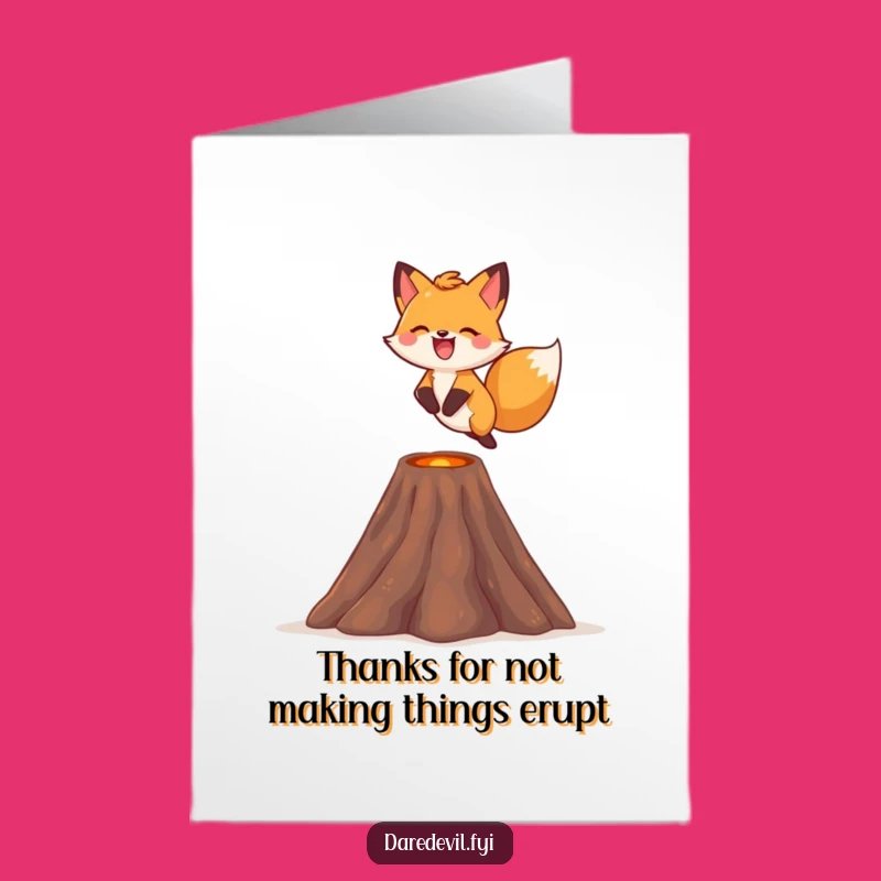 Free Printable Fox Thank You Card: Volcano Jumper Downloadable Gift for Gratitude