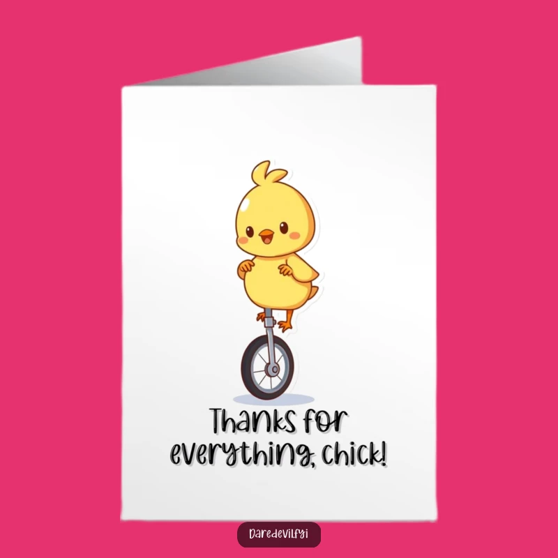 Free Printable Unicycling Chick Thank You Card - Quirky Downloadable Gratitude Greeting