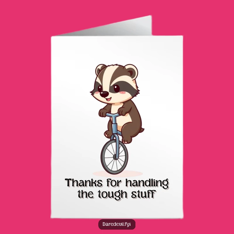 Free Printable Unicycle Badger Thank You Card: Funny Downloadable Gift of Gratitude