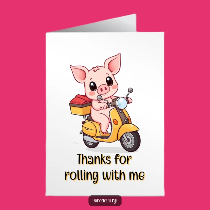 Free Printable Piglet Thank You Card: Scooter Ride Downloadable Gratitude!