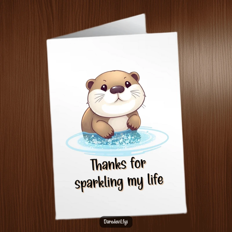 Funny Free Printable Thank You Card: A curious otter dives into a glitter pool, sending sparkly thanks!