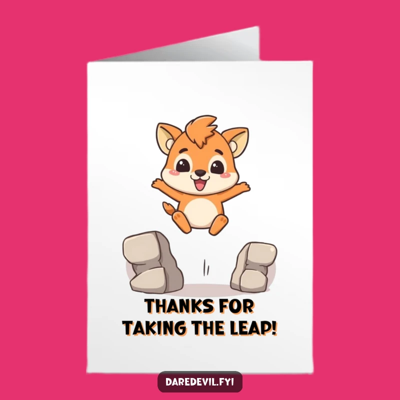 Free Printable Thank You Card: Brave Leaper Animal Funny Downloadable Gift