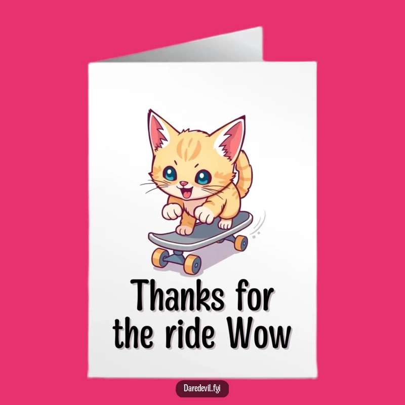 Free Printable Thank You Card: Kitten Skateboard Slide, Cool Downloadable Gift