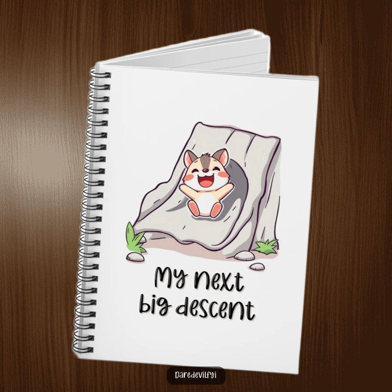 Funny Notebook with a bold animal character sliding down a chute with delight, perfect for capturing creative thoughts.