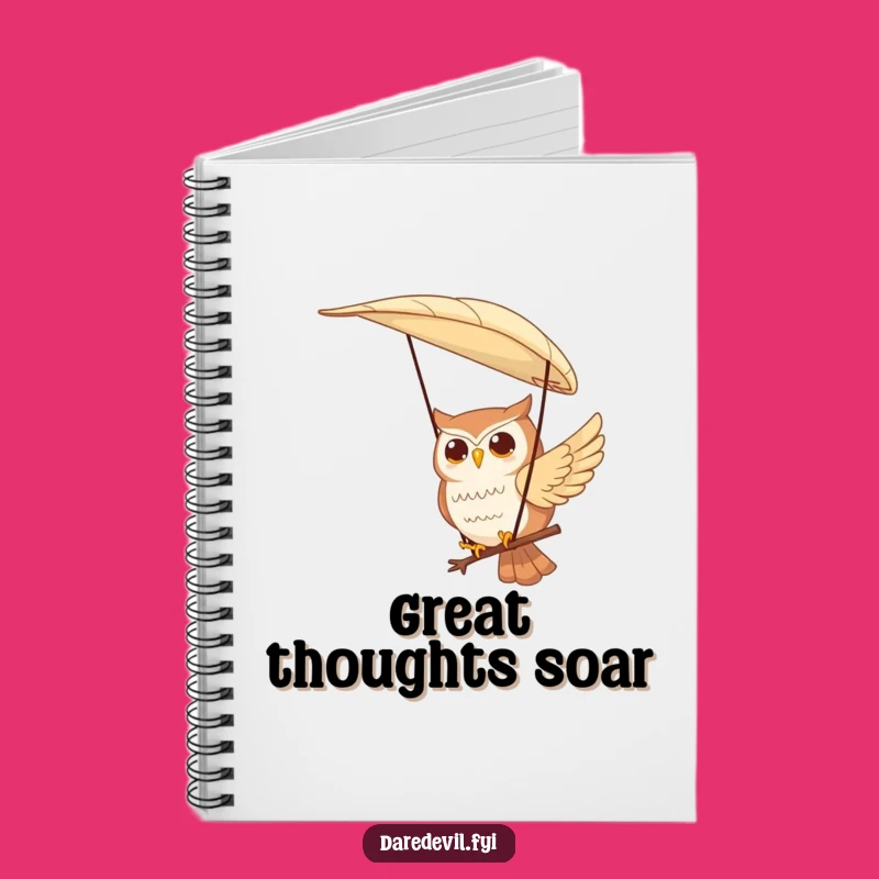 Funny Owl Adventure Notebook: Contented Character Paragliding Feather, Creative Funny Gift