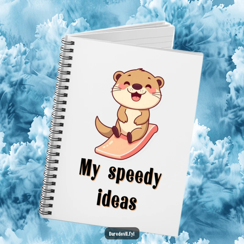 Funny Otter Notebook: A happy otter character zips down a tiny slide, inspiring the capture of joyful thoughts and bright ideas.