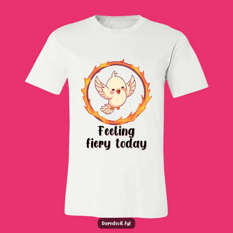 Funny Bird T-Shirt: Joyful Flyer Through Fire Hoop, a Comedic Bird Tee!