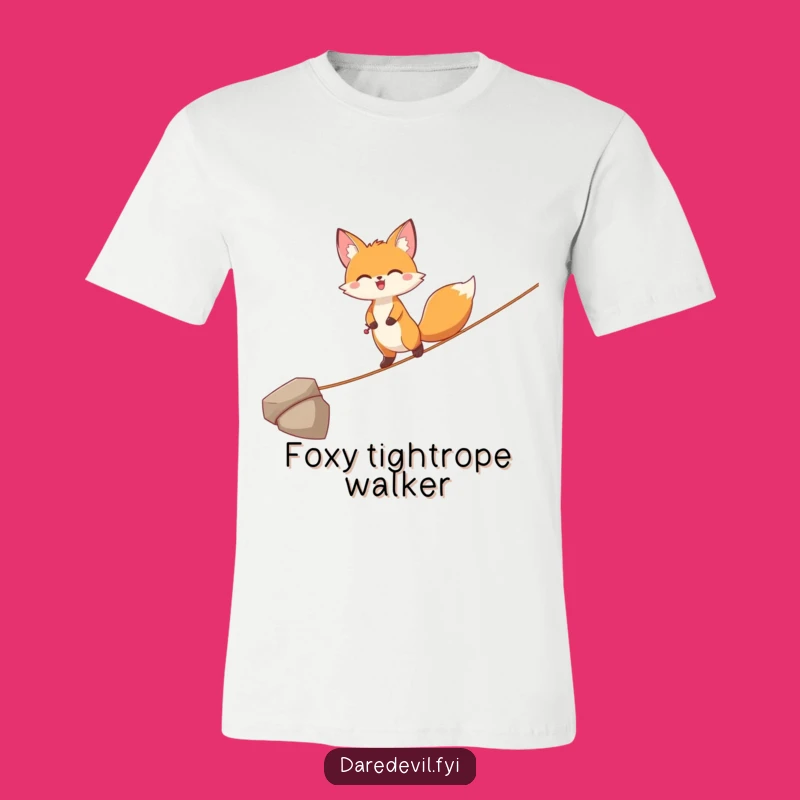 Funny Joyful Fox Tightrope T-Shirt: Balance Your Style with Humor!