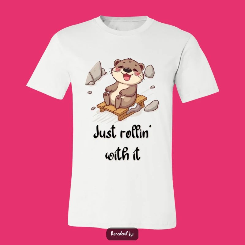 Funny Otter Sledding T-Shirt: Ride into Laughter!