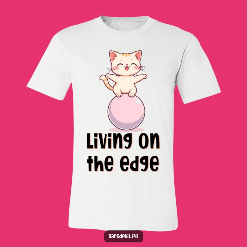 Funny Cat Sphere Balance T-Shirt: Wobbly Feline Humor Apparel, Ideal Funny Gift
