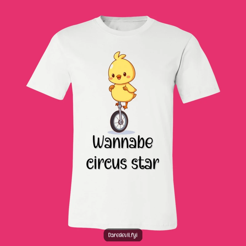 Funny Playful Chick Unicycle T-Shirt: Comical Bird Tee, Ideal Funny Gift