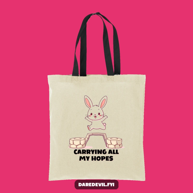 Funny Brave Rabbit Leaping Tote Bag: Carry Your Courage Everywhere!