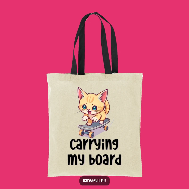 Funny Kitten Skateboard Tote Bag: Speed Character Accessory, Practical Humorous Gift