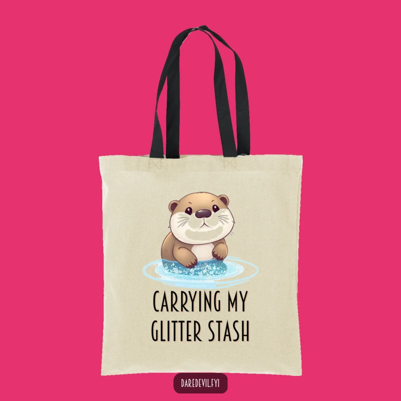 Funny Otter Glitter Tote Bag: Carry Your Sparkle with this Hilarious Accessory, Ideal Funny Gift