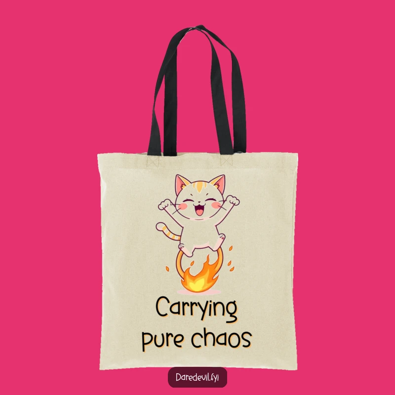 Funny Fiery Hoop Cat Tote Bag, Hilarious & Practical Pet Lover Accessory, Carry Your Fun