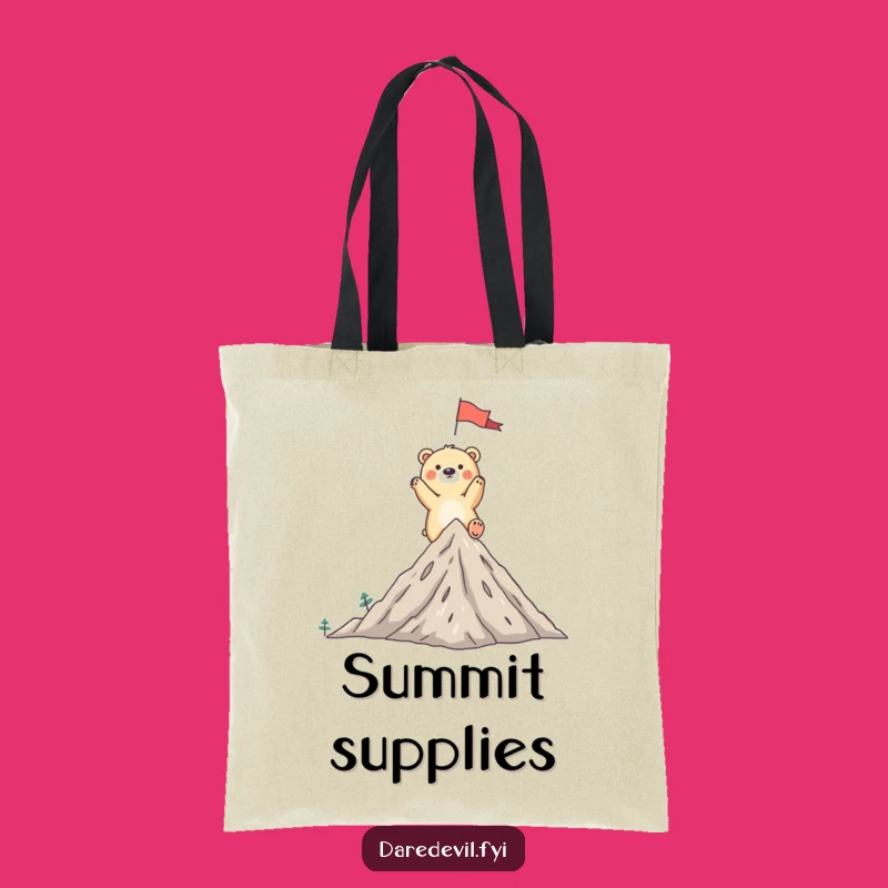 Funny Bear Tote Bag: Carry Your Victories with This Peak Planter Accessory!