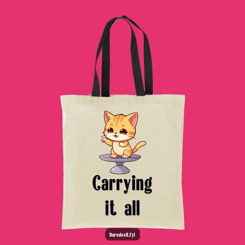 Funny Cat Plate Spin Tote Bag: Carry Your Whimsy in This Hilarious Accessory!