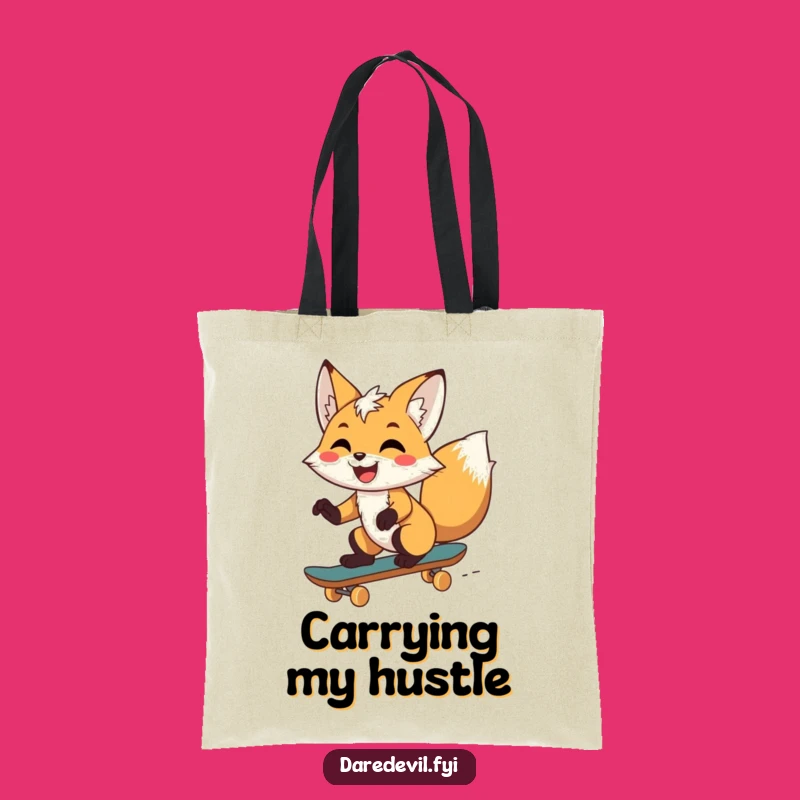 Funny Fox Skateboarder Tote Bag: Carry Your Laughs in Style!