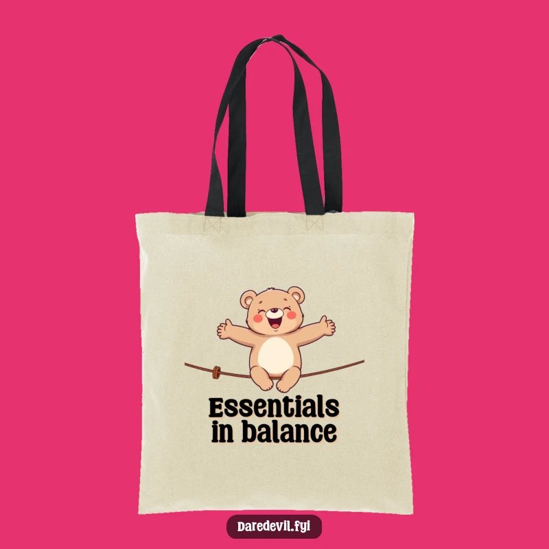 Funny Giggling Bear Tightrope Tote Bag: Hilarious Circus Accessory for Everyday!