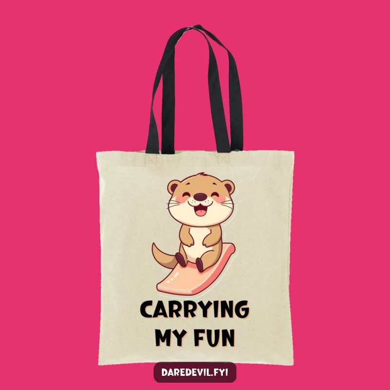 Funny Happy Otter Slide Tote Bag: Carry Your Joy Everywhere!