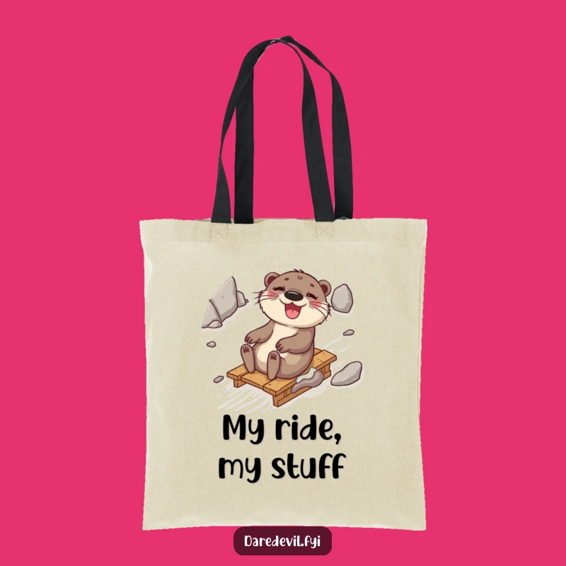 Funny Otter Sledding Tote Bag: Carry Your Joyful Spirit!